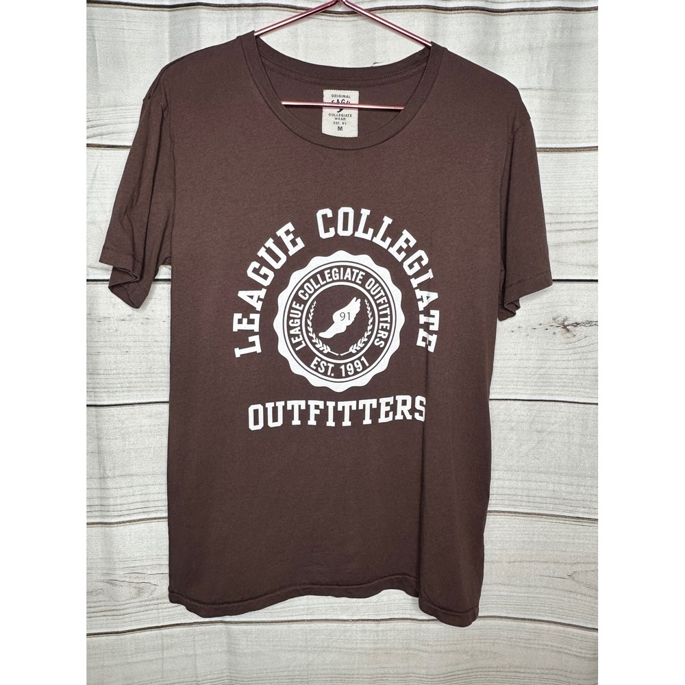 League Collegiate Outfitters T-Shirt Mens M Brown Graphic Cotton Short Sleeve